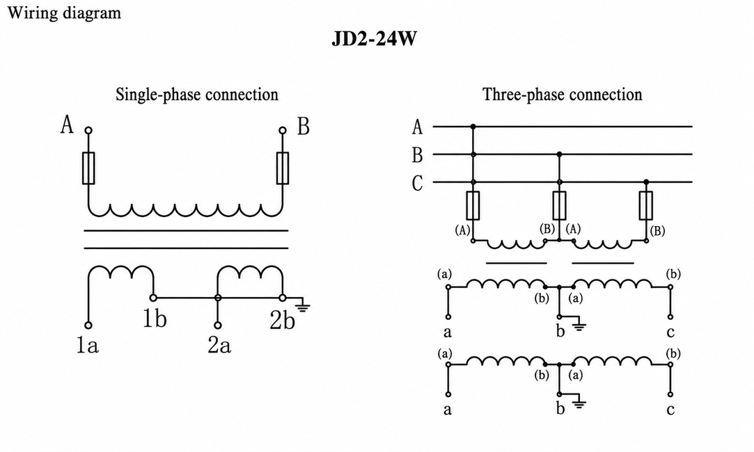 JD2-24W JDX2-24W voltage transformer wiring diagram