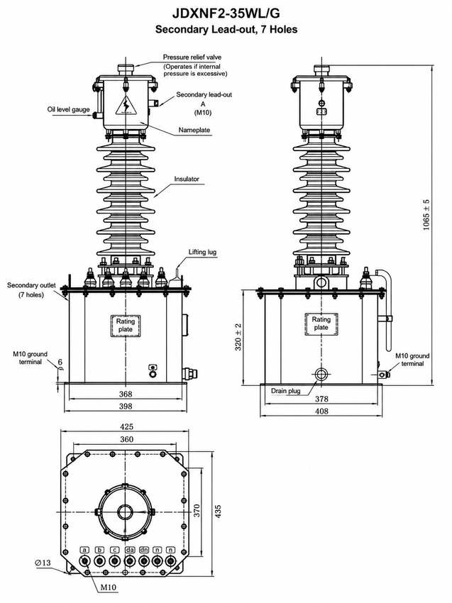 JDXNF2-35W(G)(L) voltage transformer dimension drawing 2
