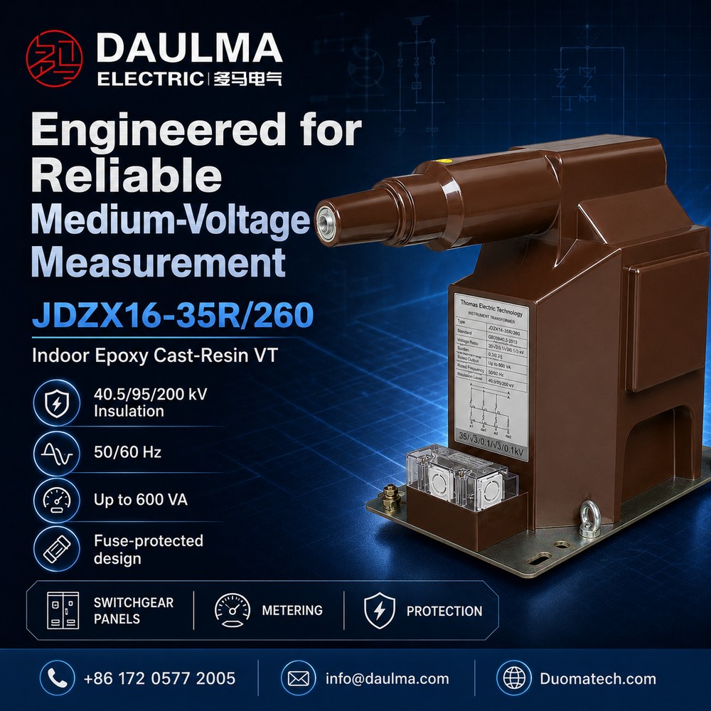 JDZX16-35R/260 Binnenshuis Epoksiehars Spanningstransformator met Lastonderbrekende Elleboogkonnektor en Sekering Thomas Electric JDZX16-35R/260 Produk Vertoning - Ontwerp vir Betroubare Mediumspanningsmeting