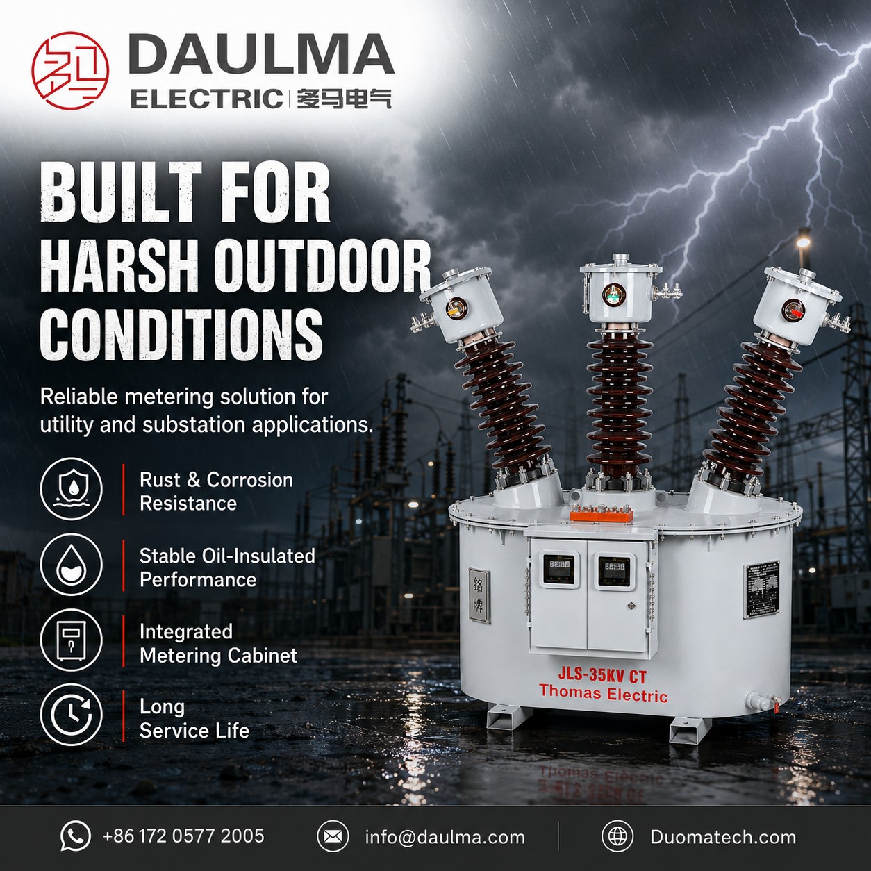 JLS-24/33/35/40.5 Oil-Immersed Combined Transformer Metering Box 24kV 33kV 35kV 40.5kV Thomas Electric JLS-24/33/35/40.5 Product Display - Harsh Outdoor Conditions