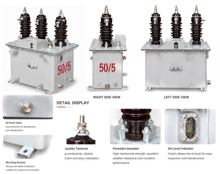 JLSY-6/10 Outdoor Oil-Immersed Combined Transformer Three-Phase Three-Component 6kV 10kV Thomas Electric JLSY-6/10 Product Display - Detail View