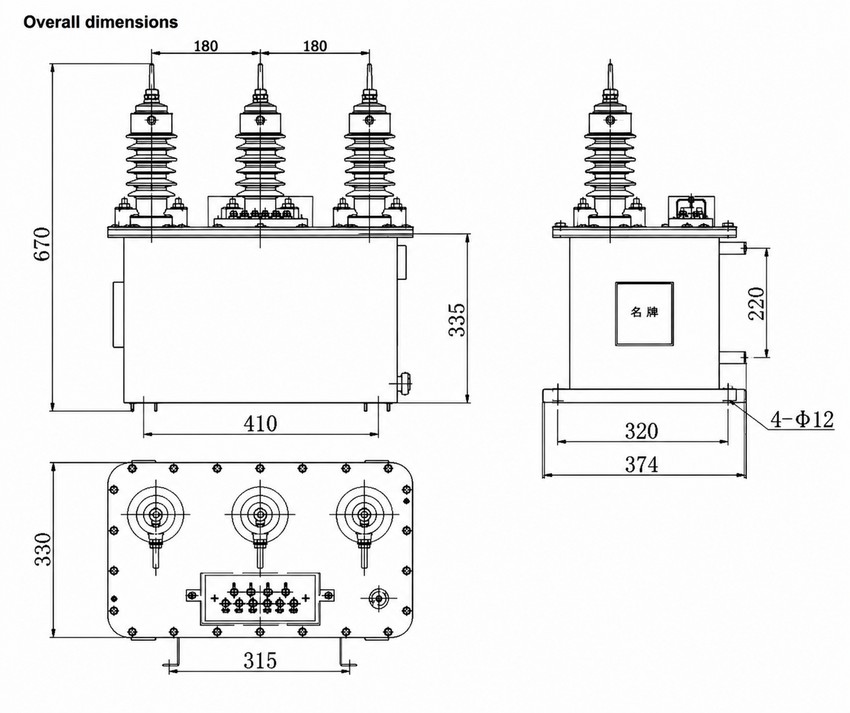 JLSY-6/10 Outdoor Oil-Immersed Combined Transformer Three-Phase Three-Component 6kV 10kV Thomas Electric JLSY-6/10 Installation Diagram