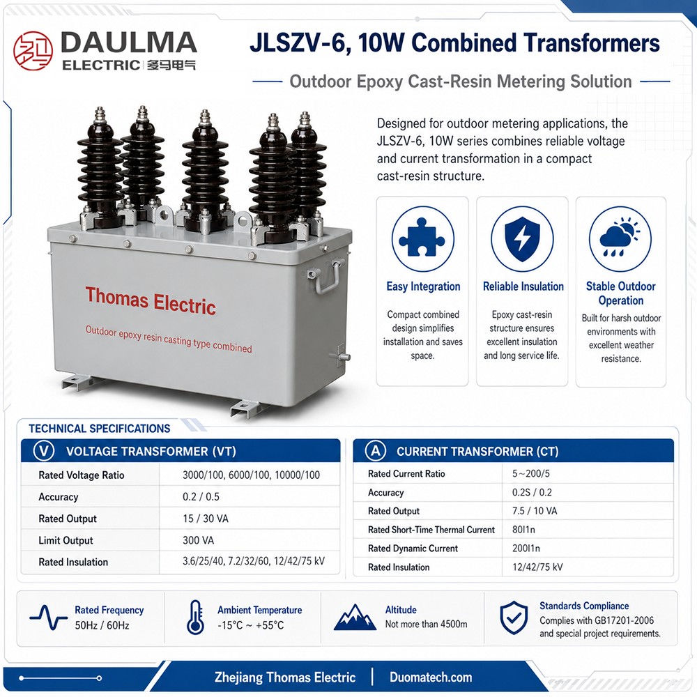 JLSZV-6/10W Outdoor Epoxy Cast-Resin Combined Transformer with Iron Enclosure Thomas Electric JLSZV-6/10W Product Display - Outdoor Epoxy Cast-Resin Metering Solution