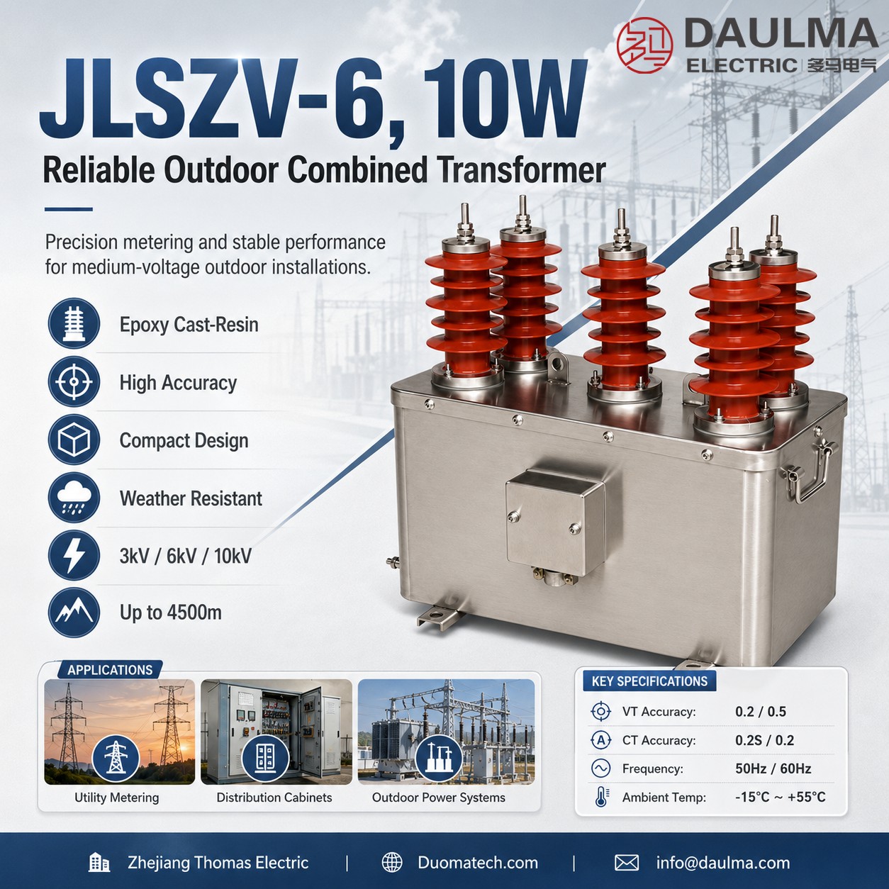 JLSZV-6/10W Produk Vertoning - Betroubare Buite Gekombineerde Transformator