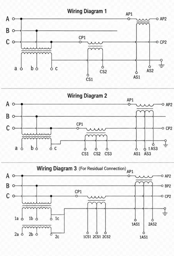 JLSZV2-6 JLSZV2-10W Buite Epoksie Gegote Hars Gekombineerde Transformator-bedradingsdiagram