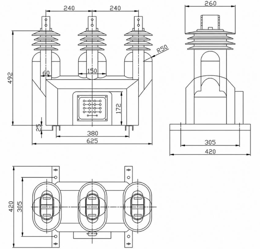 JLSZY2-6/10 Outdoor Epoxy Cast-Resin Combined Instrument Transformer Thomas Electric JLSZY2-6/10 Outdoor Epoxy Cast-Resin Combined Instrument Transformer Installation and Dimensions