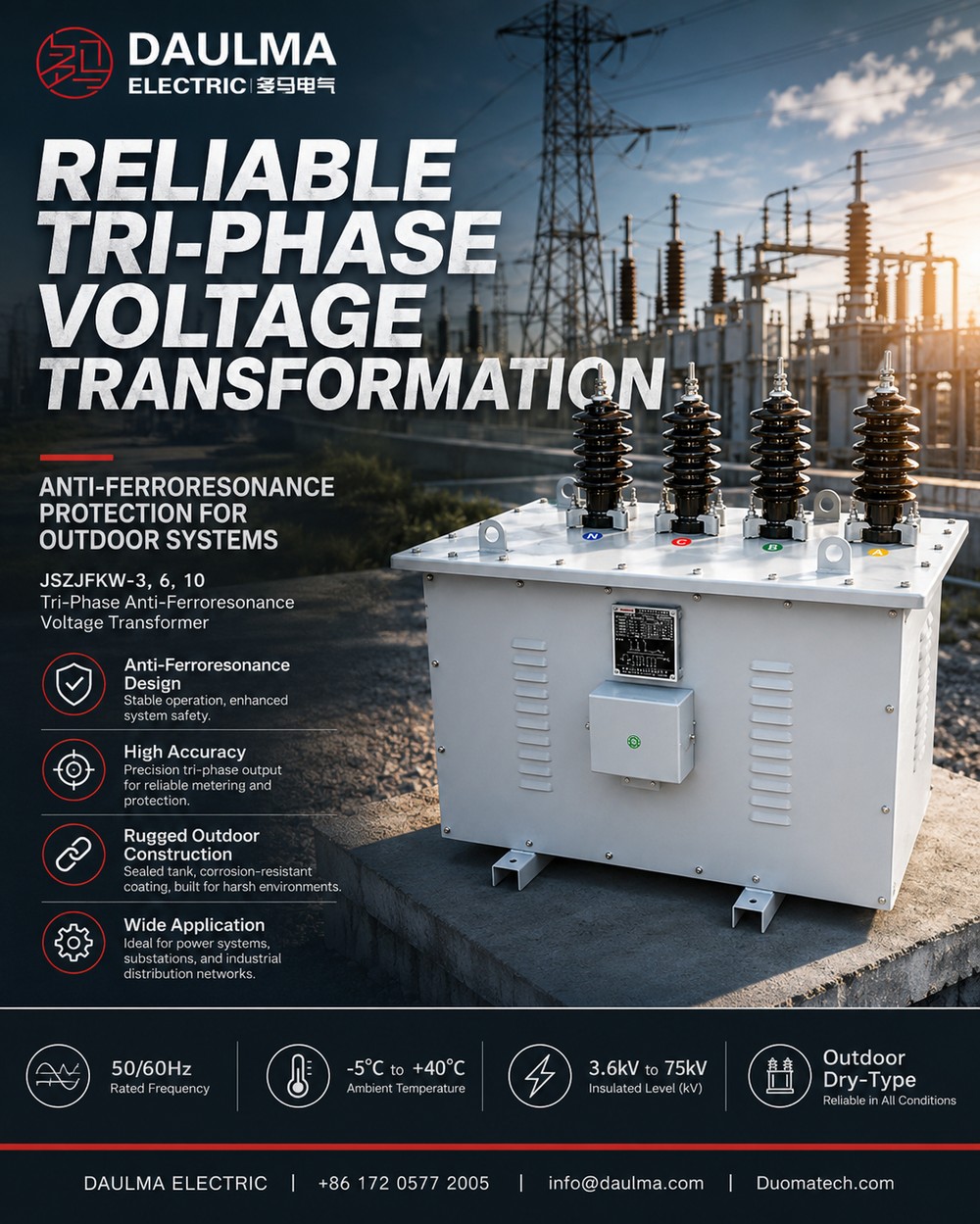 JSZJFKW-3/6/10 Outdoor Dry-Type Anti-Ferroresonance Voltage Transformer Thomas Electric JSZJFKW-3/6/10 Product Display - Anti-Ferroresonance Protection