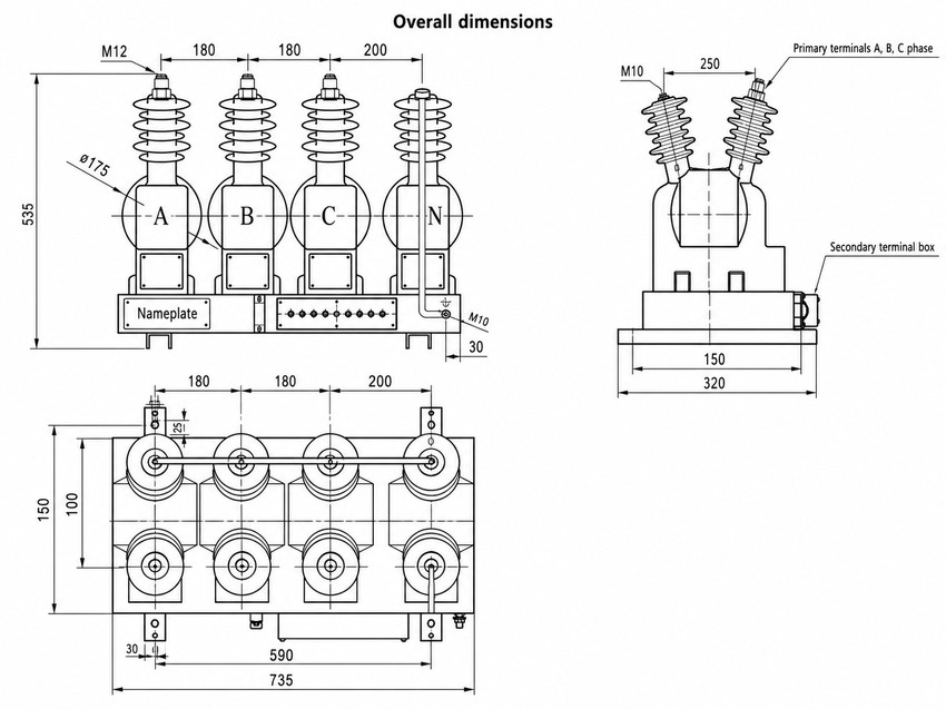 JSZJK(F)R2-3/6/10W Anti-Ferroresonance Voltage Transformer Thomas Electric JSZJK(F)R2 Installation Diagram