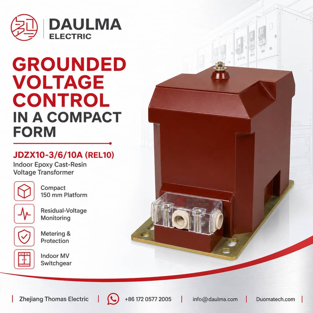JDZX10-3,6,10A (REL10) Indoor Epoxy Cast-Resin Voltage Transformer Thomas Electric JDZX10-3,6,10A (REL10) Indoor Epoxy Cast-Resin Voltage Transformer industrial product poster 01