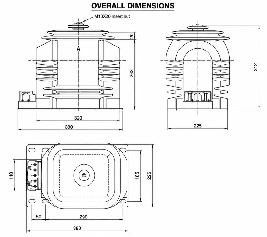 JDZX9-20 Dimensions JDZX9-20 Voltage Transformer Dimensions
