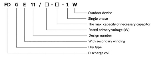 FDGE11 Outdoor Dry Type Discharge Coil model designation