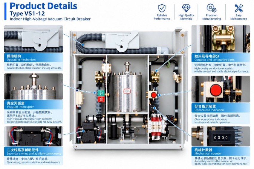 VS1-12 Permanent Magnet Indoor High Voltage Vacuum Circuit Breaker Thomas Electric VS1-12 Permanent Magnet Indoor High Voltage Vacuum Circuit Breaker - display