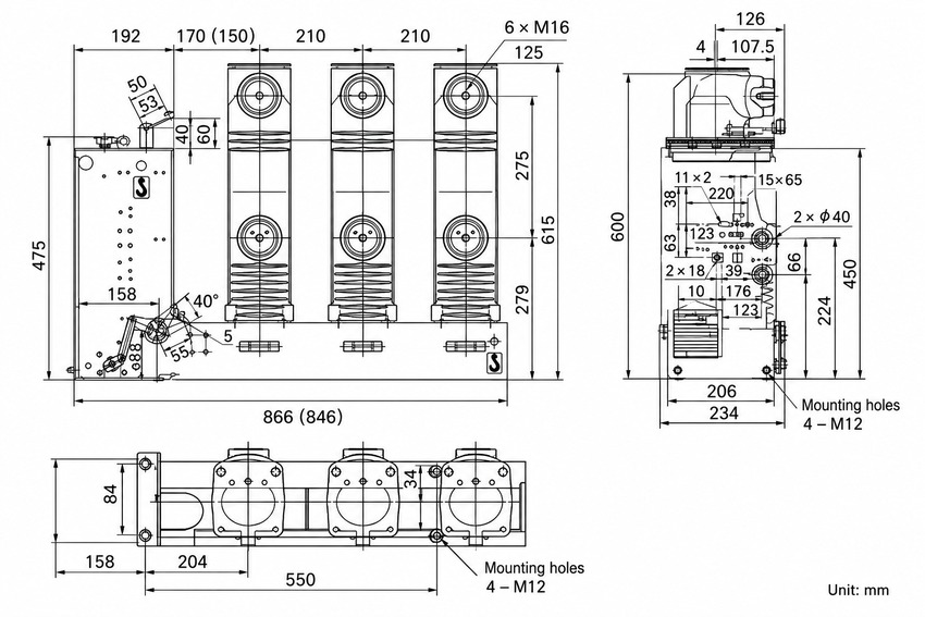 ZN63(VS1)-12 Side-Mounted Indoor High Voltage Vacuum Circuit Breaker - installation