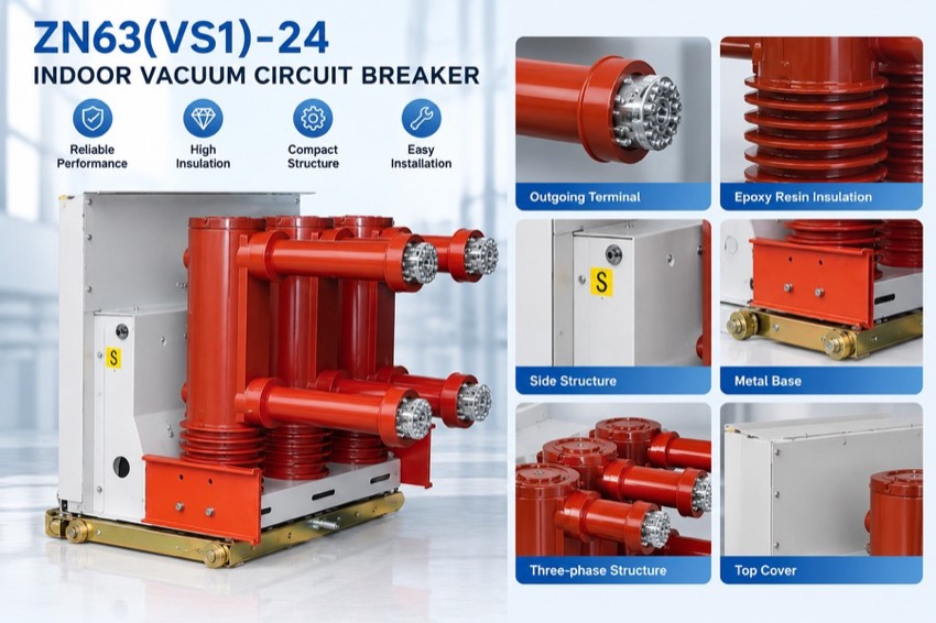 ZN63(VS1)-24kV ሃንድካርት ውስጥ የሚጠቀም ከፍተኛ ቮልቴጅ ቫክዩም የሰርኪውት ብሬከር Thomas Electric ZN63(VS1)-24kV Handcart Indoor High Voltage Vacuum Circuit Breaker - display