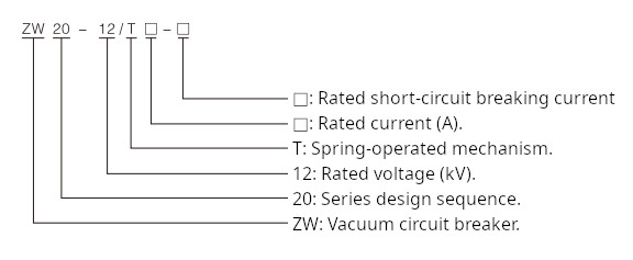 ZW20A-12 Buite-lug Hoëspanningspaalgemonteerde Vakuumstroomonderbreker Thomas Electric ZW20A-12 Buite Hoëspanning Paalgemonteerde Vakuumstroombreker - model