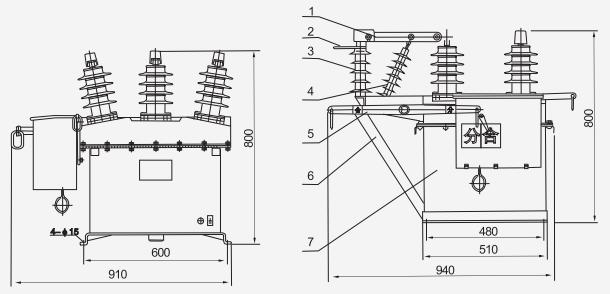 ZW8-12(G) Buitelug Hoë-Voltage Vakuumstroomonderbreker Thomas Electric ZW8-12(G) Buitelug Hoëspannings Vakuumstroomonderbreker - installasie