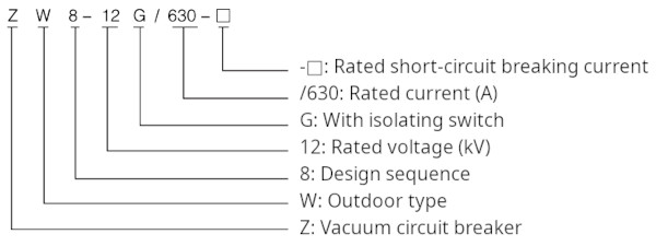 ZW8-12(G) Buitelug Hoë-Voltage Vakuumstroomonderbreker Thomas Electric ZW8-12(G) Buitelug Hoëspannings Vakuumstroomonderbreker - model
