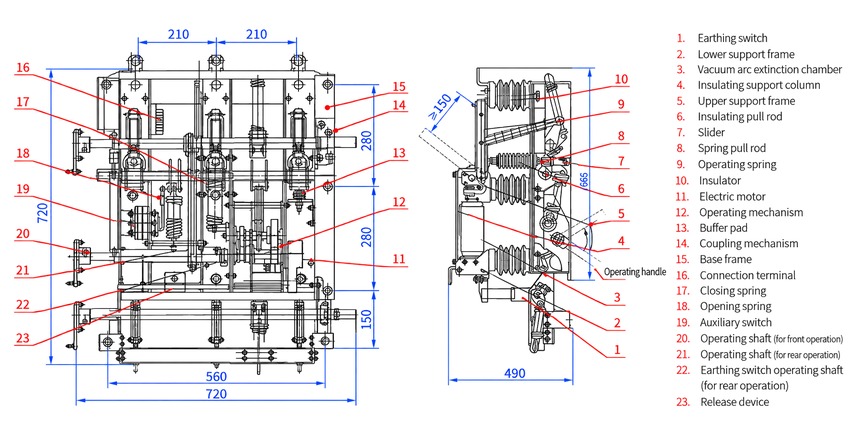 FZN16A-12D Indoor High-Voltage Vacuum Load Break Switch Thomas Electric FZN16A-12D Indoor High-Voltage Vacuum Load Break Switch - installation