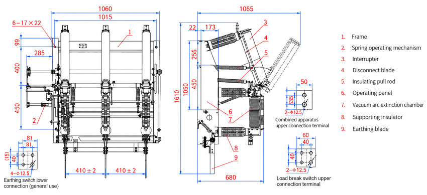 FZN21-40.5 sezionatore sotto carico in vuoto per interni ad alta tensione - installation