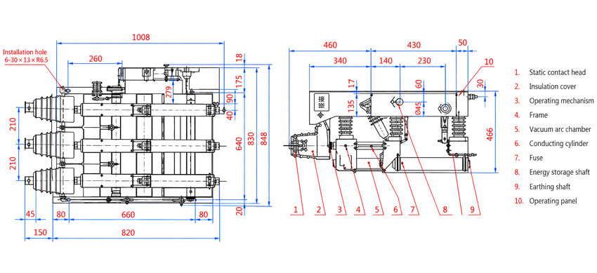 FZN25-12D Sezionatore sotto carico in vuoto per interni alta tensione Thomas Electric FZN25-12D sezionatore sotto carico in vuoto per interni alta tensione - installation