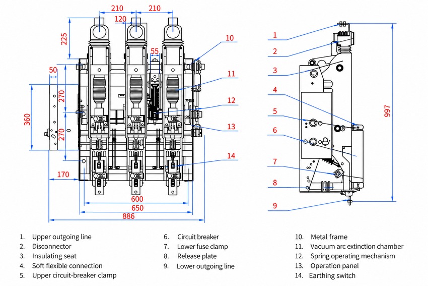 FZN25-12DG Indoor High-Voltage Vacuum Load Break Switch Thomas Electric FZN25-12DG Indoor High-Voltage Vacuum Load Break Switch - installation