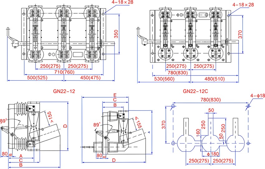GN22-12 ان ڈور ہائی کرنٹ ہائی وولٹیج اے سی ڈسکنیکٹر - installation
