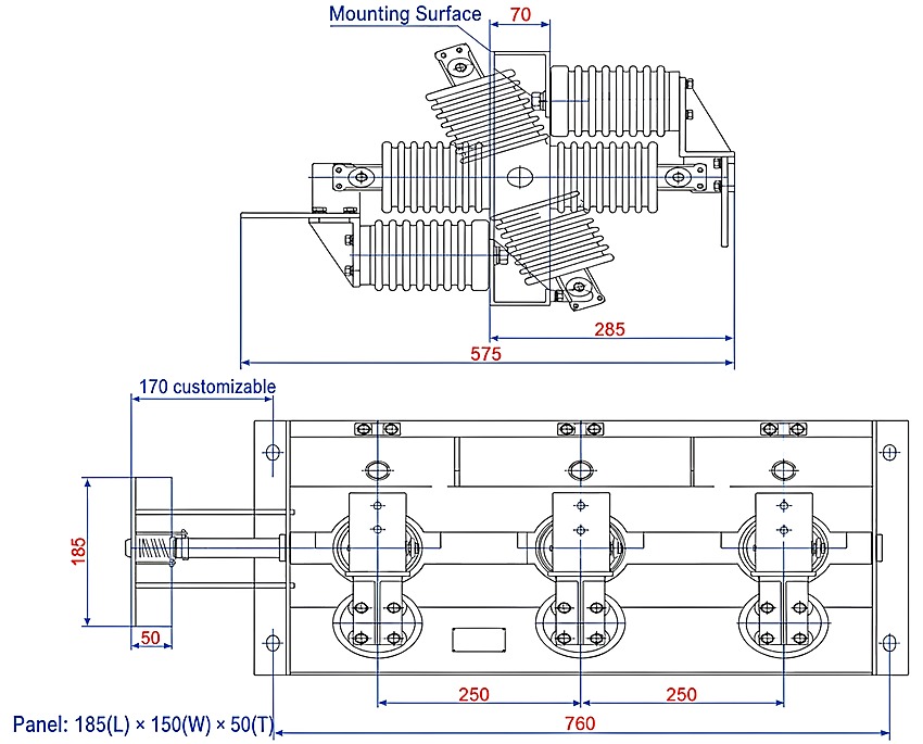 سیریز GN30-12M، پینل قسم کا ان ڈور گھماؤ اعلیٰ وولٹیج اکی - installation