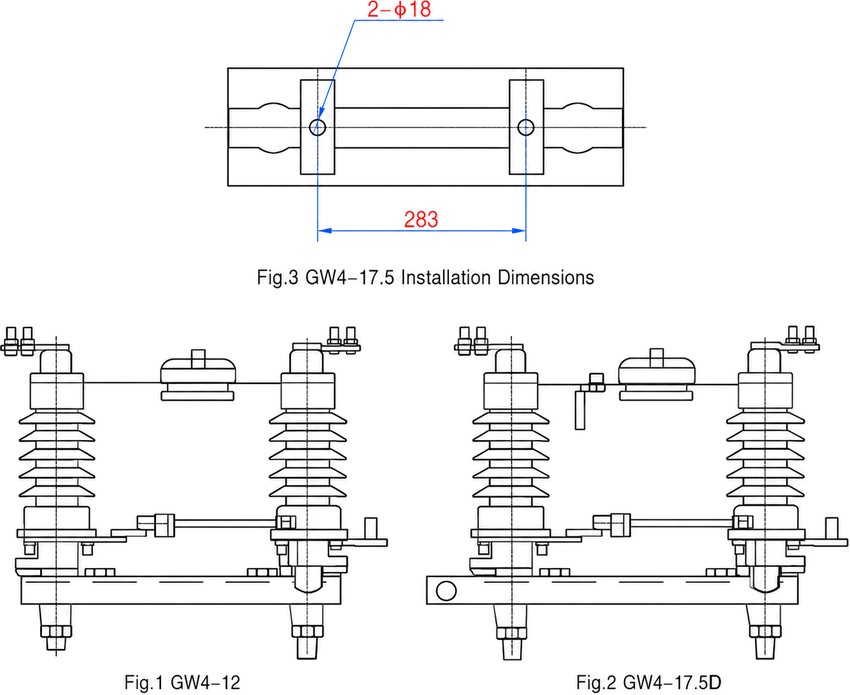 GW4 آؤٹ ڈور دو ستون ہائی وولٹیج اکی (ڈسکنیکٹر) افقی گردش کے ساتھ Thomas Electric GW4 آؤٹ ڈور دو ستون افقی گردش والا ہائی وولٹیج اکی - installation
