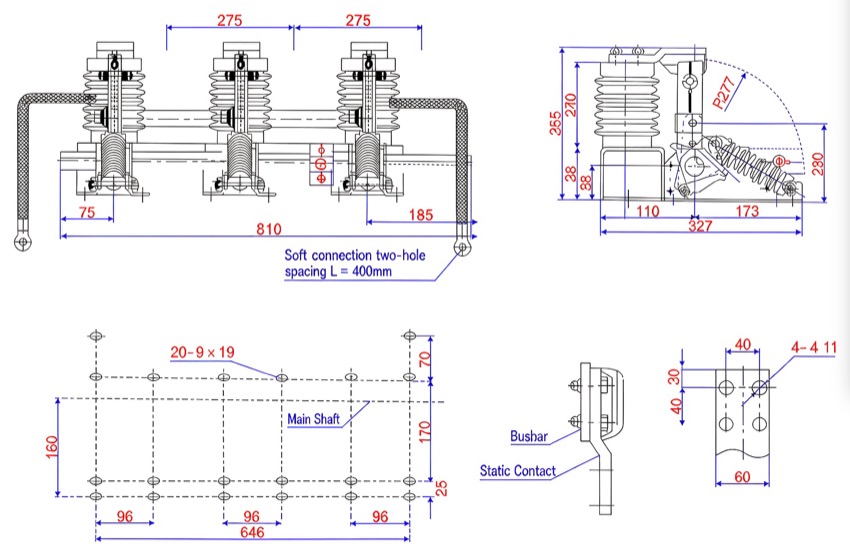 JN15-24/31.5 Indoor High-Voltage Earthing Switch, Motorised or Manual Thomas Electric JN15-24/31.5 Indoor High-Voltage Earthing Switch - installation