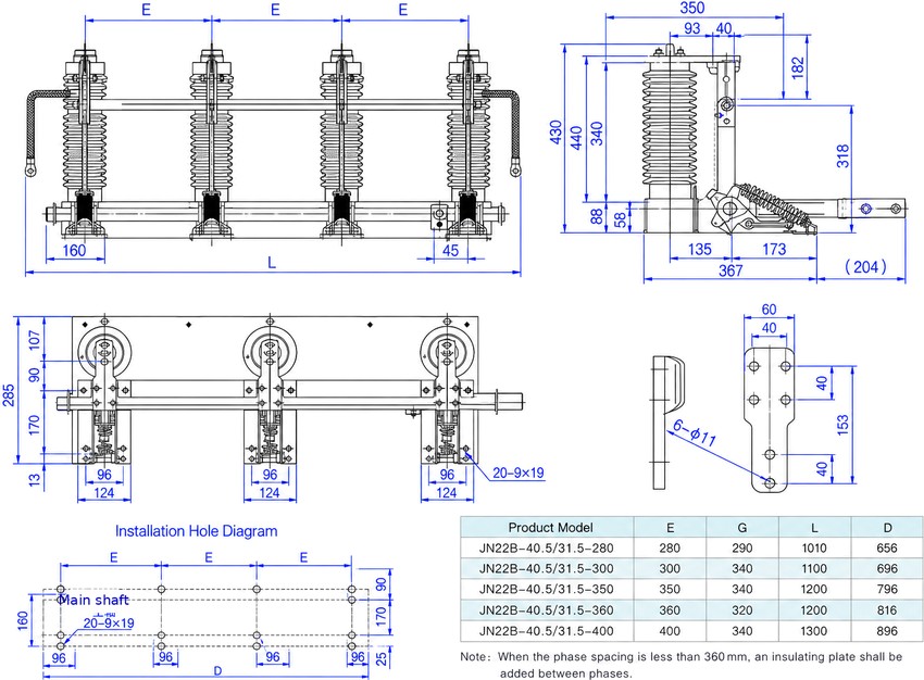 JN22B-40.5 Indoor High-Voltage Earthing Switch HV Grounding Switch Thomas Electric JN22B-40.5 Indoor High-Voltage Earthing Switch - installation