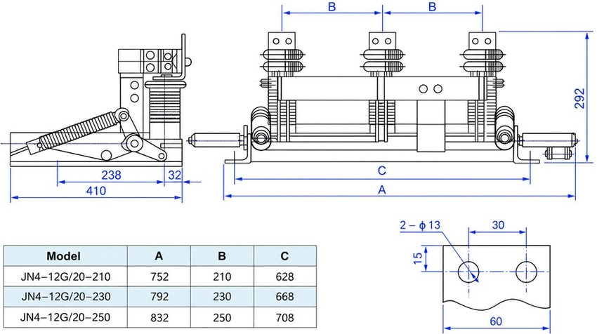JN4-12 Indoor High-Voltage Earthing Switch, 20 kA - installation
